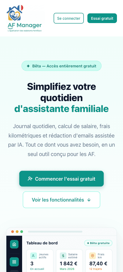 AF Manager — vue mobile