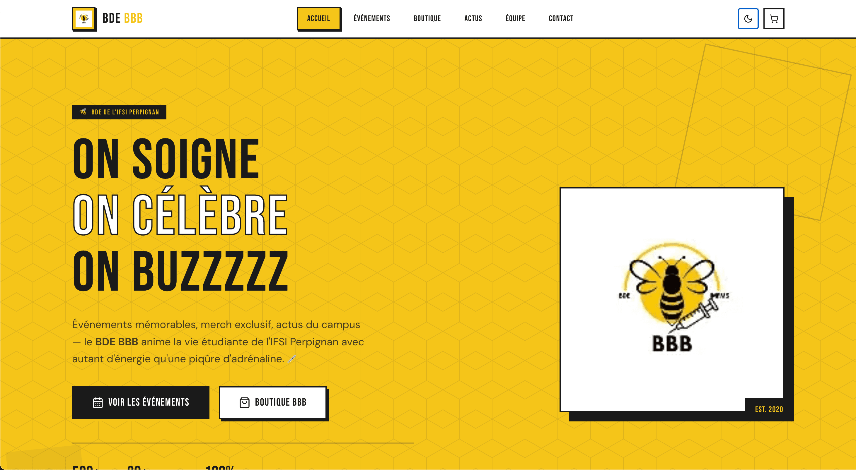 Site BDE — École d'infirmières — vue desktop