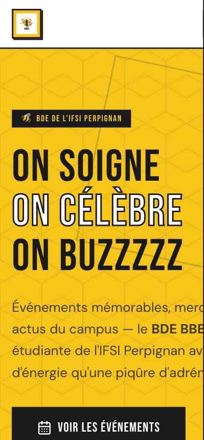 Site BDE — École d'infirmières — vue mobile